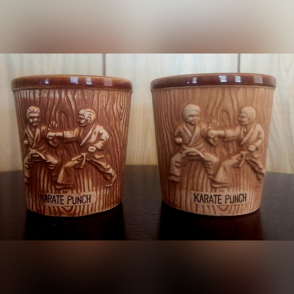 Karate Punch vintage Tiki mugs pair - Picture 1 of 8